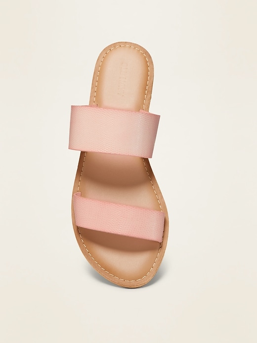 Image number 3 showing, Faux-Leather Double-Strap Slide Sandals