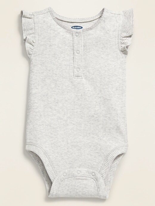 View large product image 1 of 2. Ruffle-Trim Henley Bodysuit for Baby