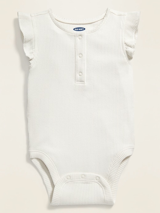 View large product image 1 of 1. Ruffle-Trim Henley Bodysuit for Baby