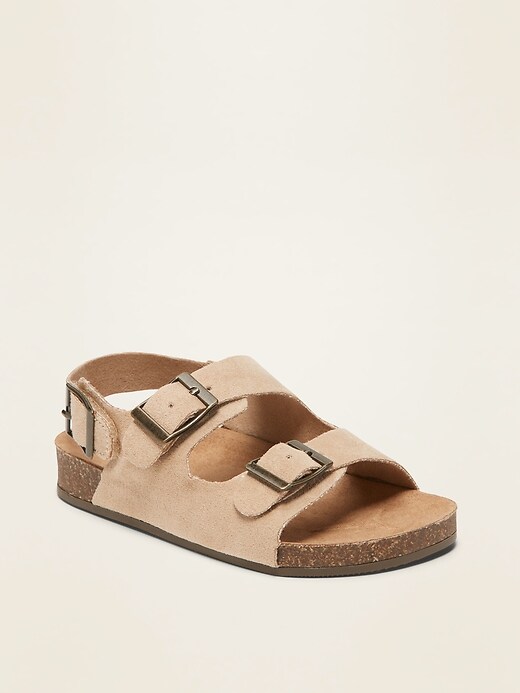 View large product image 1 of 4. Unisex Faux-Suede Double-Buckle Sandals for Toddler