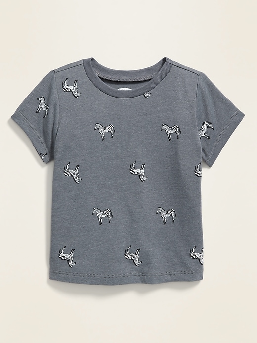 View large product image 1 of 2. Zebra-Print Crew-Neck Tee for Baby