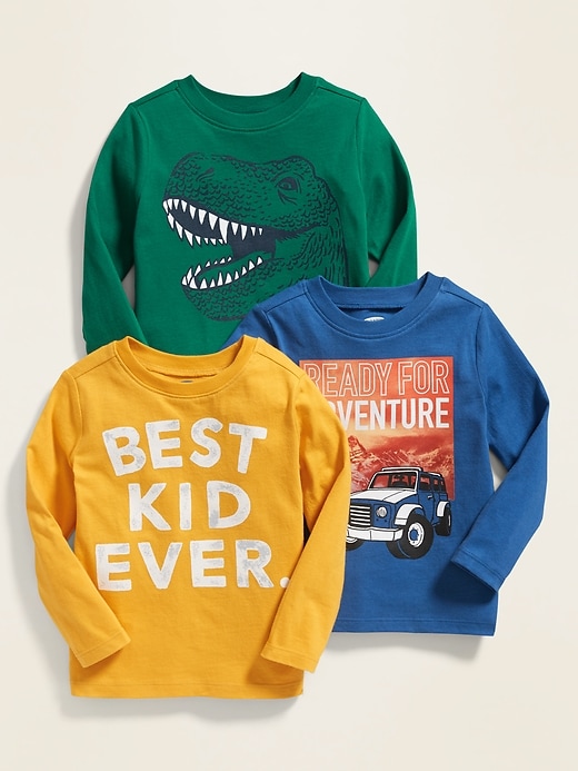 View large product image 1 of 1. Graphic Long-Sleeve Tee 3-Pack for Toddler Boys