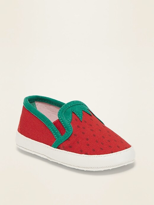 View large product image 1 of 4. Strawberry Canvas Slip-Ons for Baby