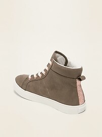 View large product image 3 of 3. Faux-Suede Glitter-Stripe High-Top Sneakers for Girls