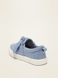 View large product image 3 of 4. Chambray Bow-Tie Slip-Ons for Toddler Girls