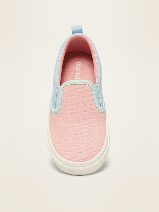 View large product image 2 of 4. Color-Blocked Canvas Slip-Ons for Toddler Girls