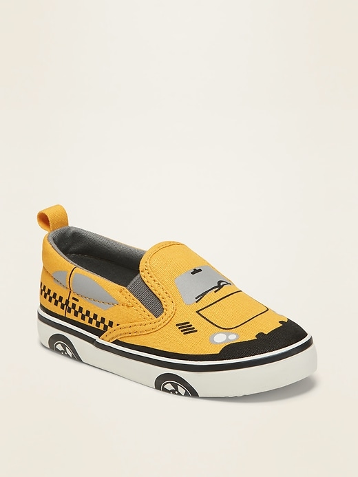 View large product image 1 of 4. Car-Graphic Slip-On Sneakers for Toddler Boys