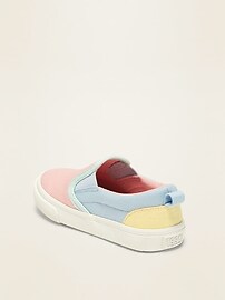 View large product image 3 of 4. Color-Blocked Canvas Slip-Ons for Toddler Girls