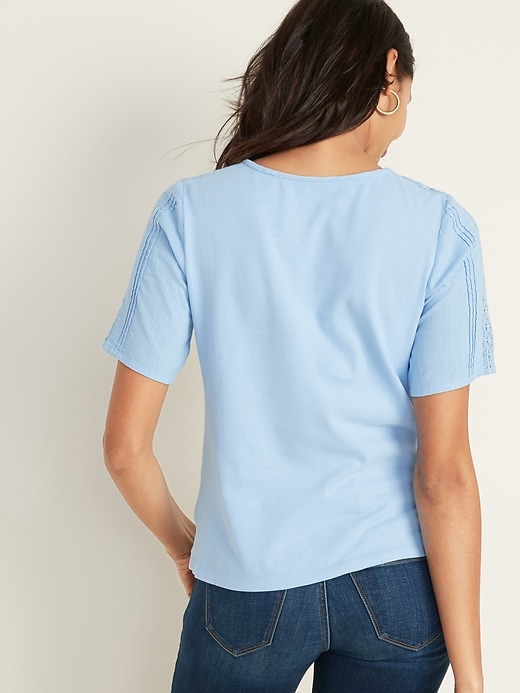 Image number 2 showing, Lace-Trim Pleated Top for Women