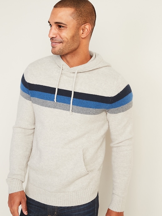 View large product image 1 of 1. Multi-Color Chest Stripe Sweater Hoodie
