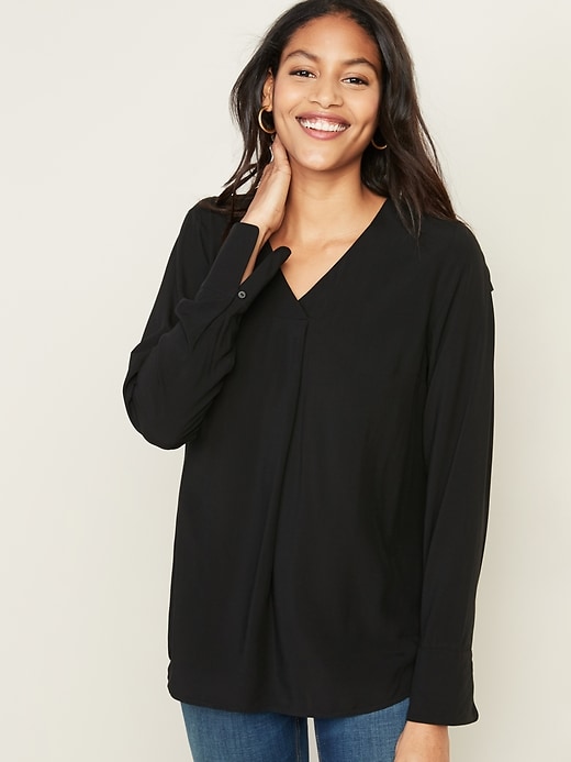 View large product image 1 of 1. Relaxed V-Neck Tunic for Women