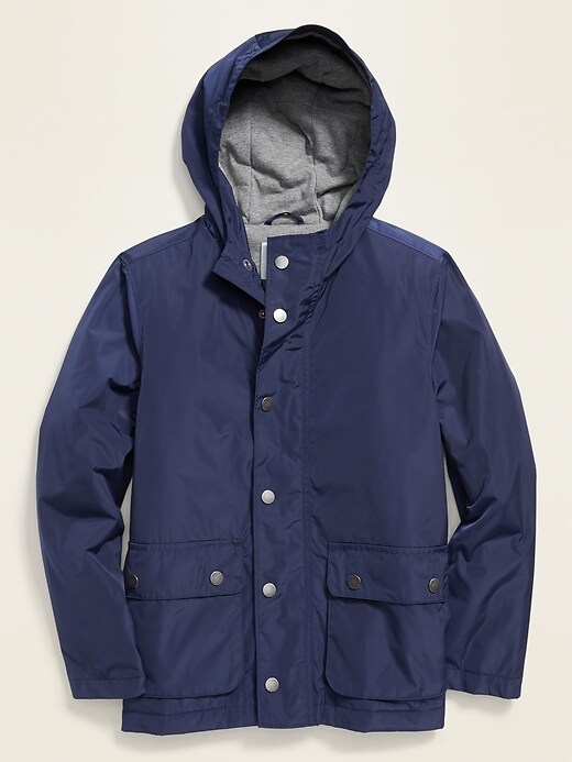 View large product image 1 of 3. Water-Resistant Hooded Zip Anorak For Boys