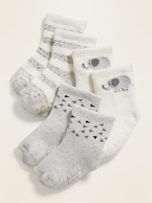 Unisex Plush Crew Socks 3-Pack for Baby