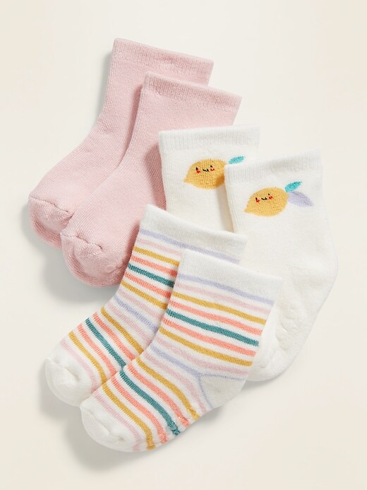 View large product image 1 of 1. Unisex Plush Crew Socks 3-Pack for Baby