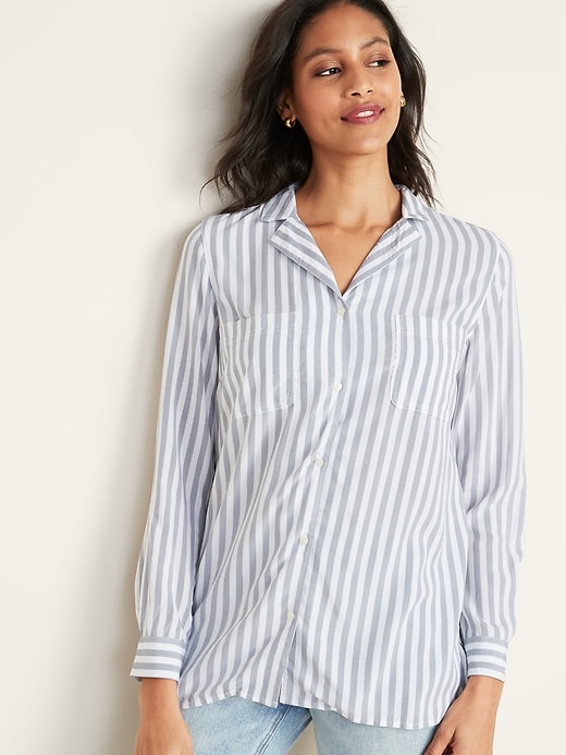 Image number 1 showing, Striped Pocket Shirt for Women