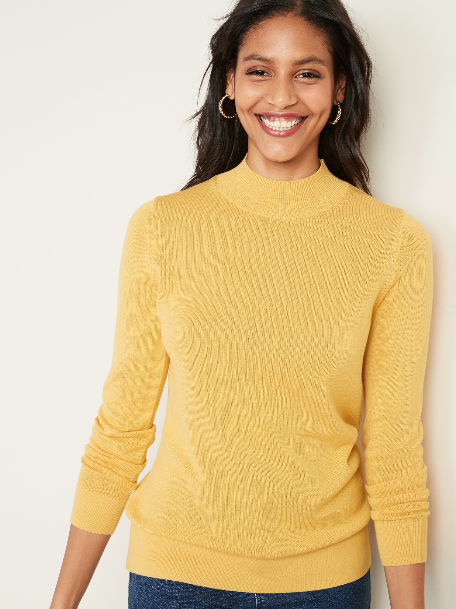 Yellow turtleneck sweater on sale women's