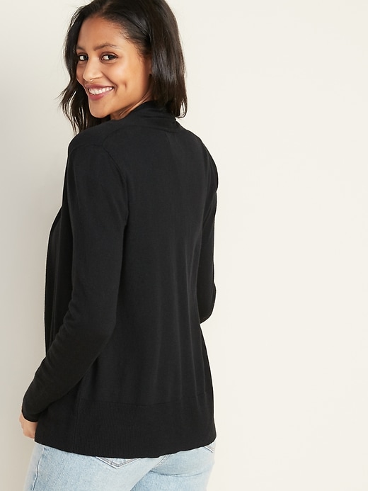 Image number 2 showing, Short Shawl-Collar Open-Front Sweater for Women