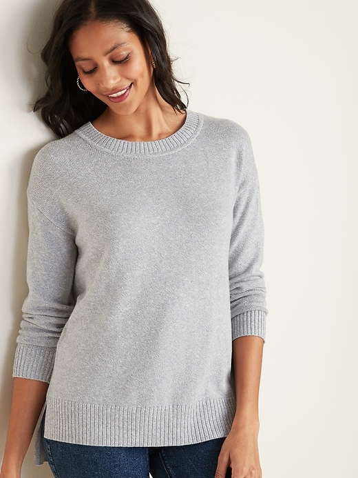 View large product image 1 of 1. Drop-Shoulder Crew-Neck Sweater for Women