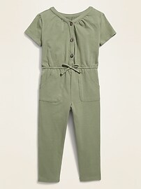 View large product image 3 of 3. Jersey Button-Front Jumpsuit for Toddler Girls