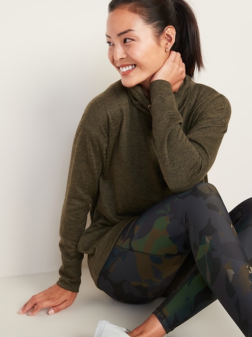 Image number 4 showing, Sweater-Knit Mock-Neck Tunic Sweatshirt for Women