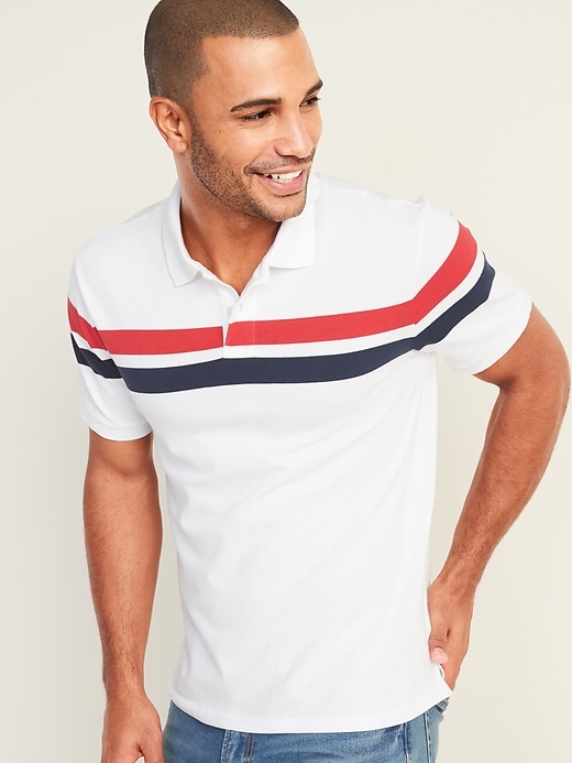 View large product image 1 of 1. Center-Stripe Moisture-Wicking Pro Polo