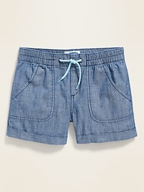 View large product image 3 of 3. Cuffed Chambray Pull-On Shorts for Girls