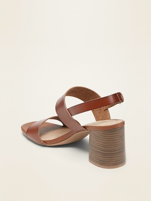 Image number 4 showing, Faux-Leather Slingback Block-Heel Sandals