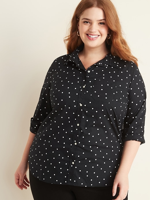 Image number 1 showing, Patterned No-Peek Plus-Size Stretch Shirt for Women