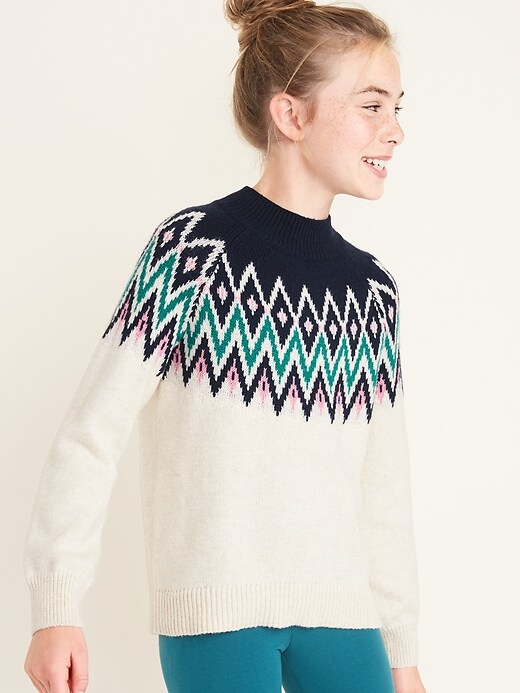 View large product image 1 of 3. Fair Isle Mock-Neck Sweater for Girls
