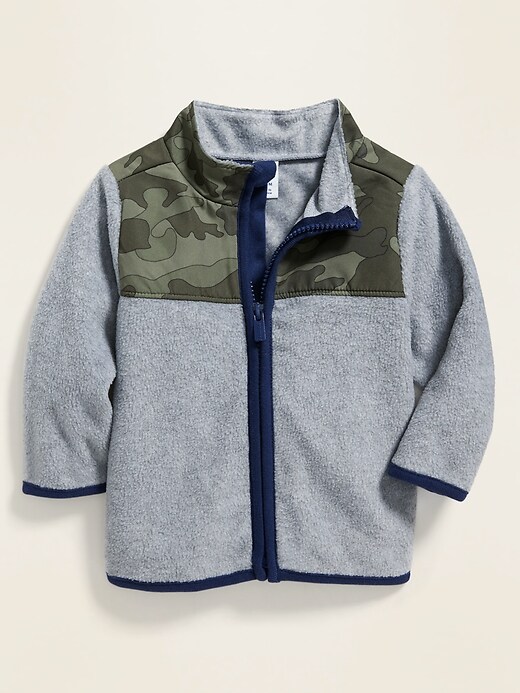 View large product image 1 of 2. Micro Performance Fleece Poplin-Yoke Zip Jacket for Baby