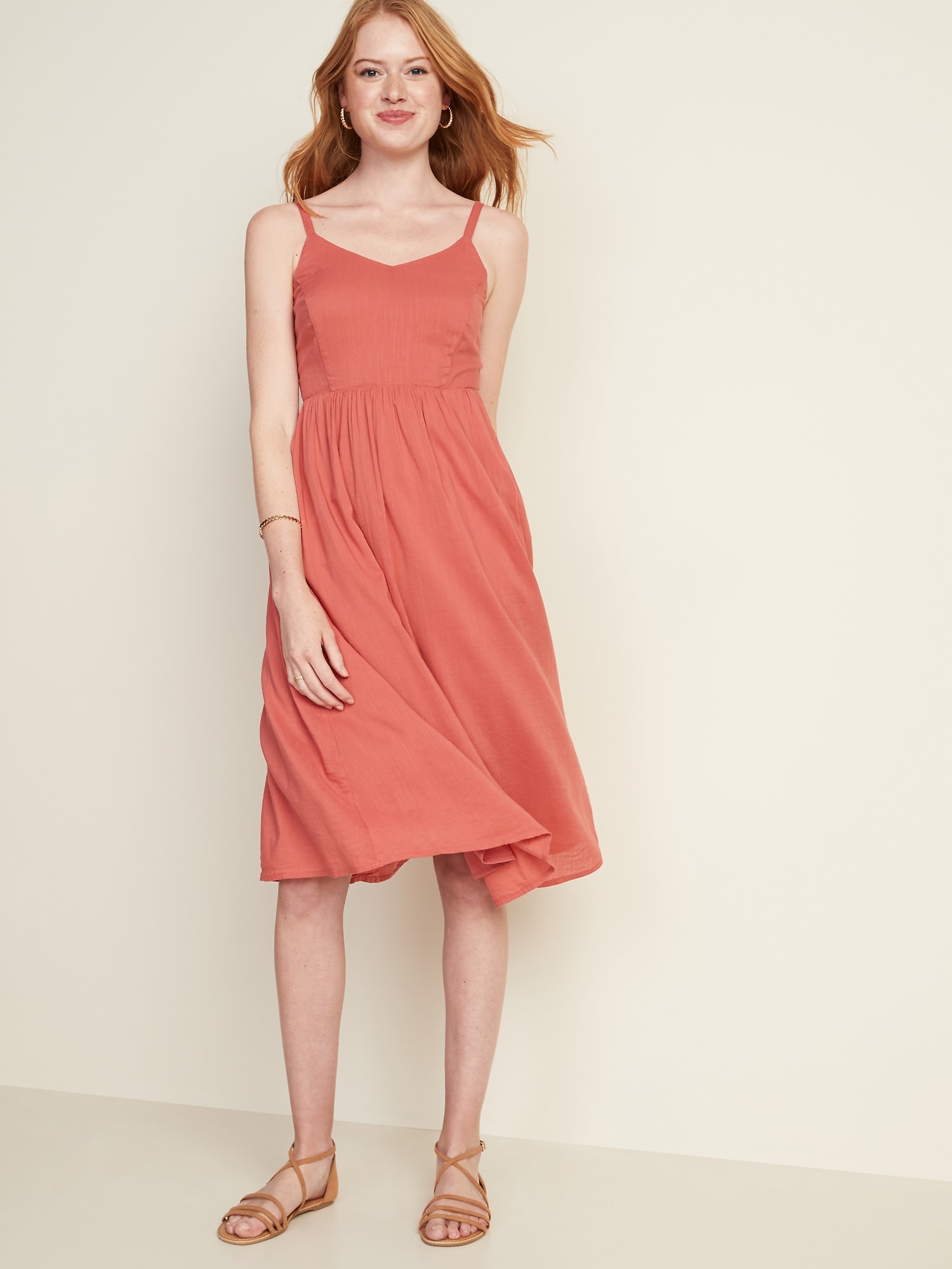 Fit And Flare Cami Midi Dress For Women Old Navy