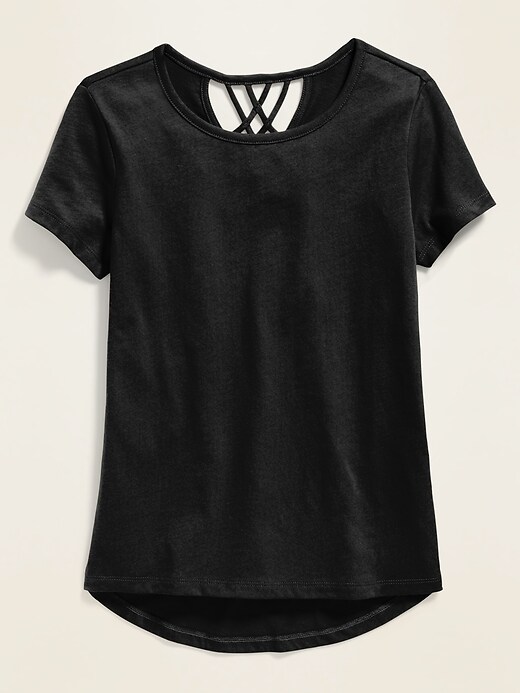 View large product image 1 of 1. Softest Lattice-Back Tee for Girls