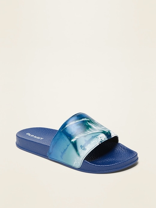 Old Navy Faux-Leather Pool Slide Sandals for Boys. 1