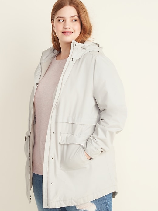 View large product image 1 of 1. Water-Resistant Plus-Size Fleece-Lined Jacket