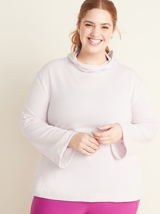 View large product image 1 of 1. Plus-Size Pleated-Back French-Terry Swing Hoodie