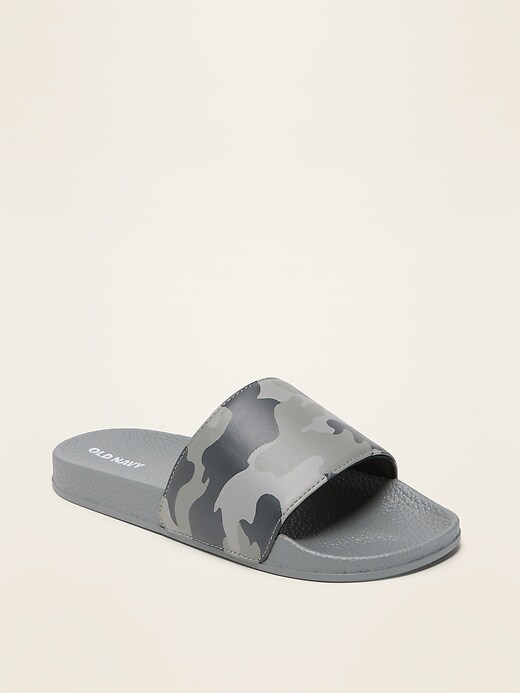 View large product image 1 of 1. Faux-Leather Pool Slide Sandals For Boys