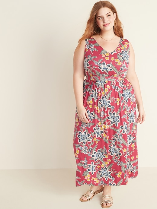 View large product image 1 of 1. Sleeveless Plus-Size Waist-Defined Maxi Dress