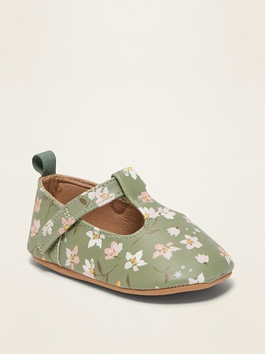 View large product image 1 of 4. Floral Faux-Leather Mary-Janes for Baby