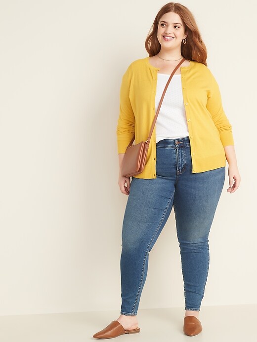 Image number 3 showing, Crew-Neck Button-Front Plus-Size Cardigan