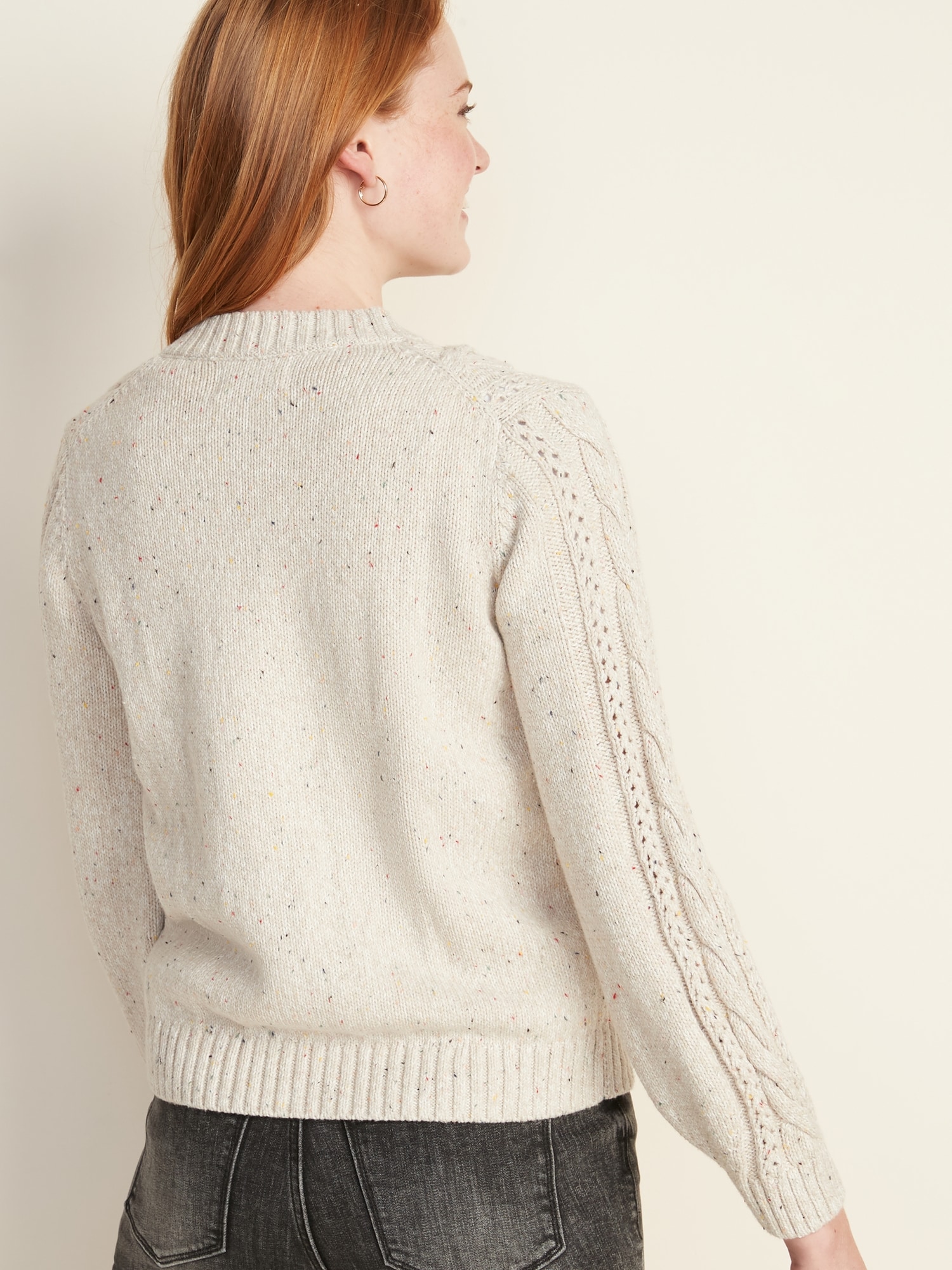 Cable-Knit Crew-Neck Cardi for Women