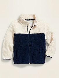 View large product image 4 of 4. Color-Blocked Sherpa Zip Jacket for Toddler Boys