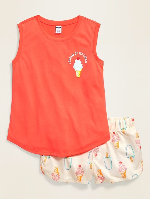 View large product image 1 of 2. Pajama Tank Top & Pajama Shorts Sleep Set for Girls