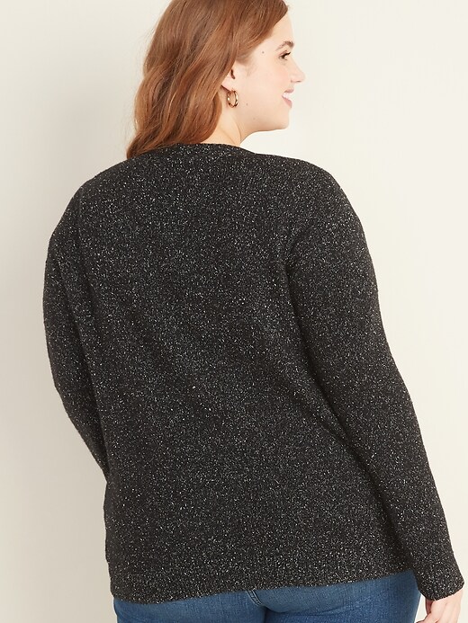Image number 2 showing, Plus-Size Button-Front Marled Cardi