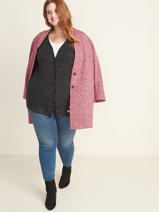 Image number 3 showing, Plus-Size Button-Front Marled Cardi