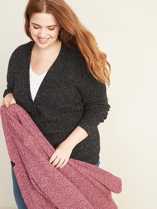 Image number 4 showing, Plus-Size Button-Front Marled Cardi
