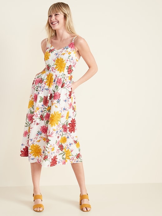 View large product image 1 of 1. Printed Fit & Flare Cami Midi Dress