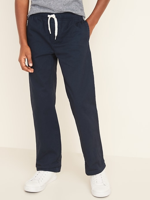 View large product image 1 of 1. Elasticized Waist Pull-On Twill Pants For Boys