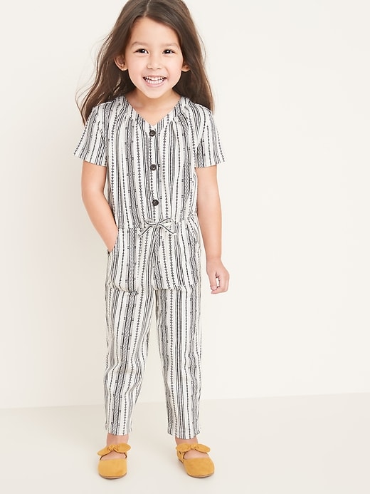 View large product image 1 of 1. Jersey Button-Front Jumpsuit for Toddler Girls