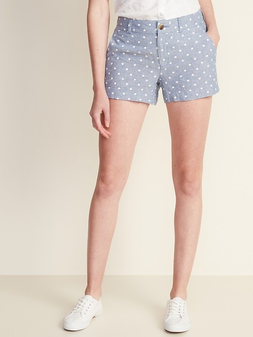 View large product image 1 of 1. Mid-Rise Everyday Linen-Blend Shorts - 3.5-inch inseam