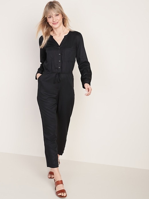Image number 1 showing, Waist-Defined Utility Jumpsuit for Women